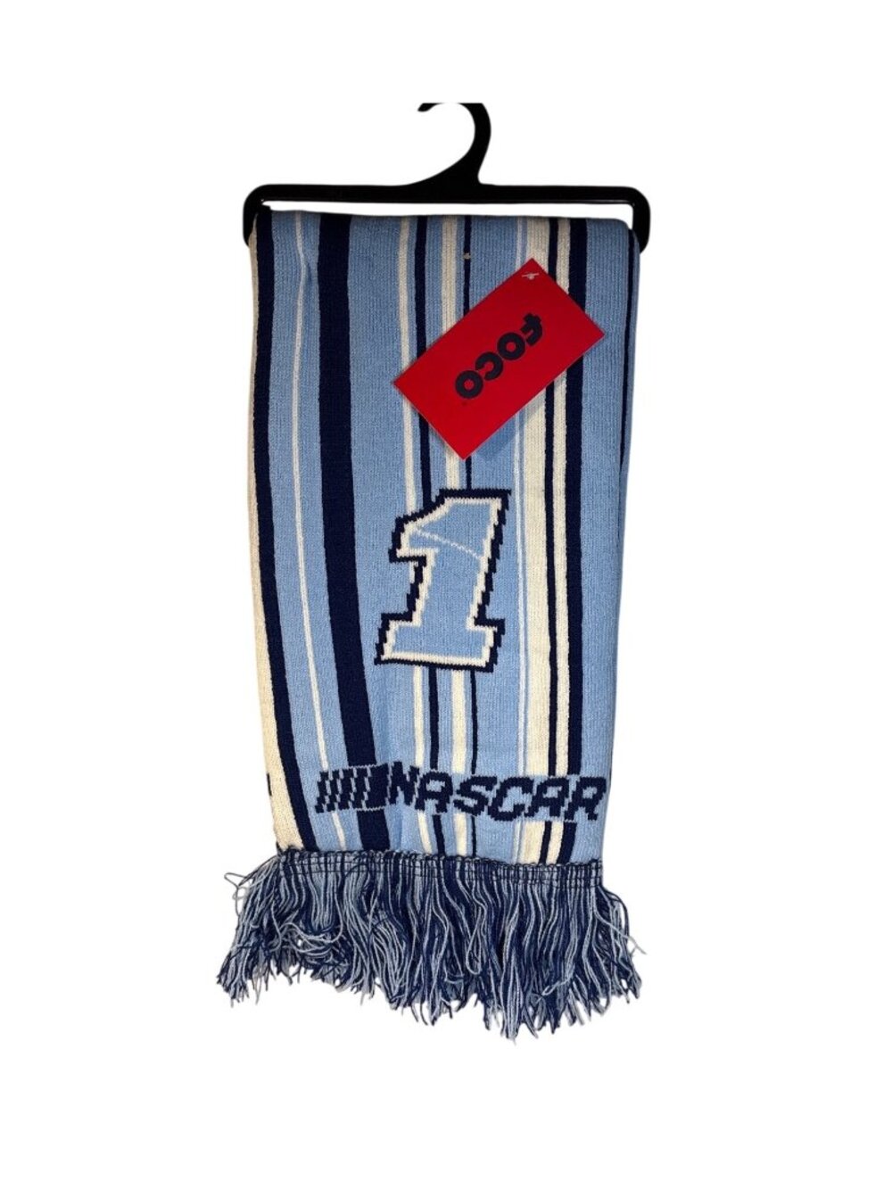NASCAR Scarf With Fringe #1 Ross Chastain Striped Blue White FOCO 60"x7"
